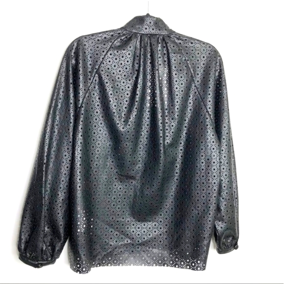 SHIPS FREE!! Brand New Zara Faux Leather Laser Cut Blouse - Picture 3 of 12